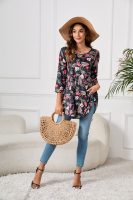 Tunic Tops for Women Plus Size 3/4 Sleeve Crew Neck Swing Flare Loose T-Shirt Blouses to Wear with Leggings