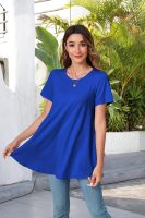 Tunic Tops for Women Plus Size Short Sleeve Crew Neck Swing Flare Loose T-Shirt Blouses to Wear with Leggings