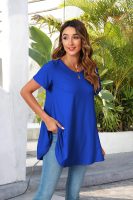 Tunic Tops for Women Plus Size Short Sleeve Crew Neck Swing Flare Loose T-Shirt Blouses to Wear with Leggings