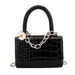 Mini small bag foreign women's bag 2020 popular new stone pattern chain crossbody bag small square bag (Black)