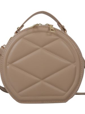 Bucket Bag 2023 New Handheld Stereotyped Small Round Bag Indentation Lingerie Single Shoulder Crossbody Bag (khaki)